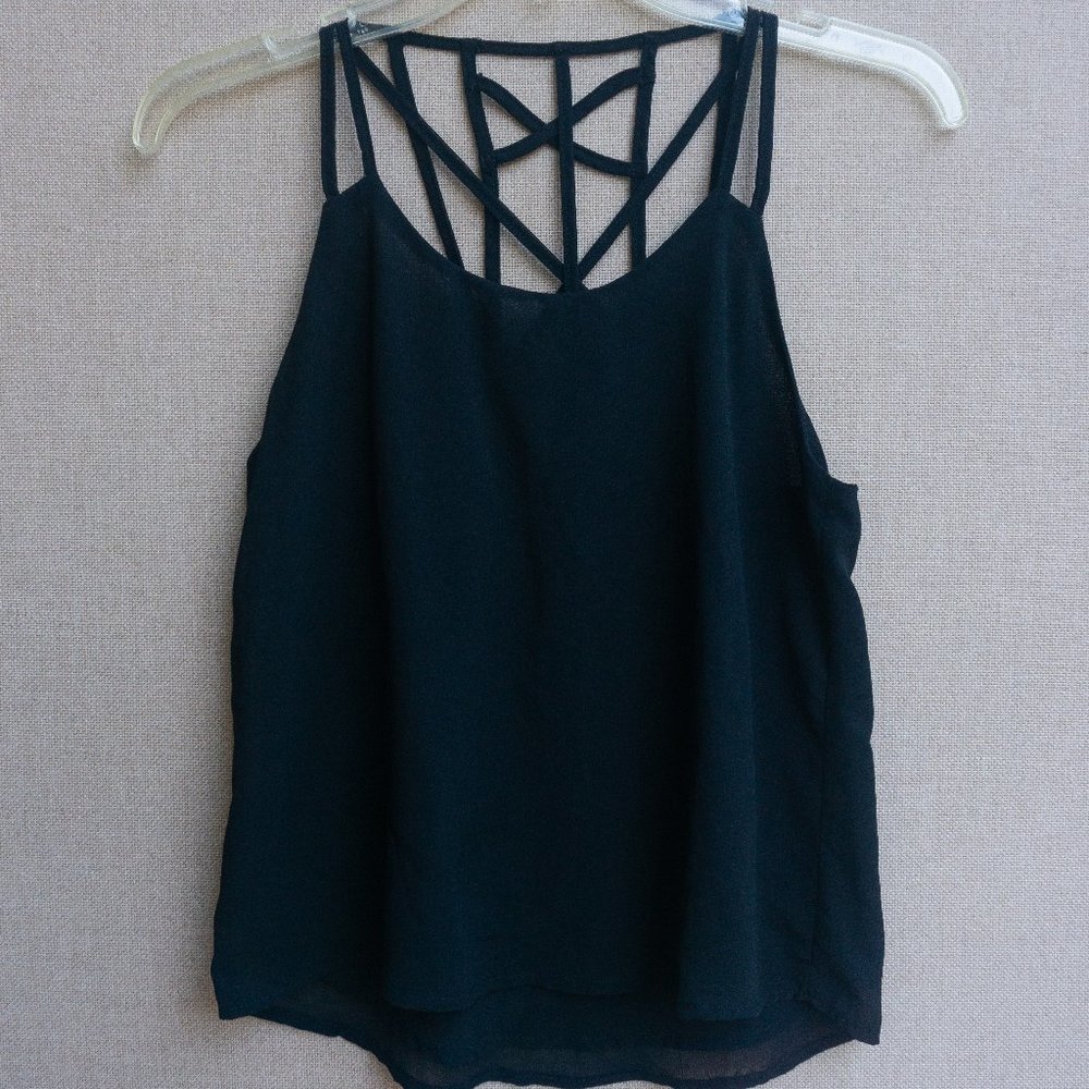 Black Criss Cross Back Tank Top